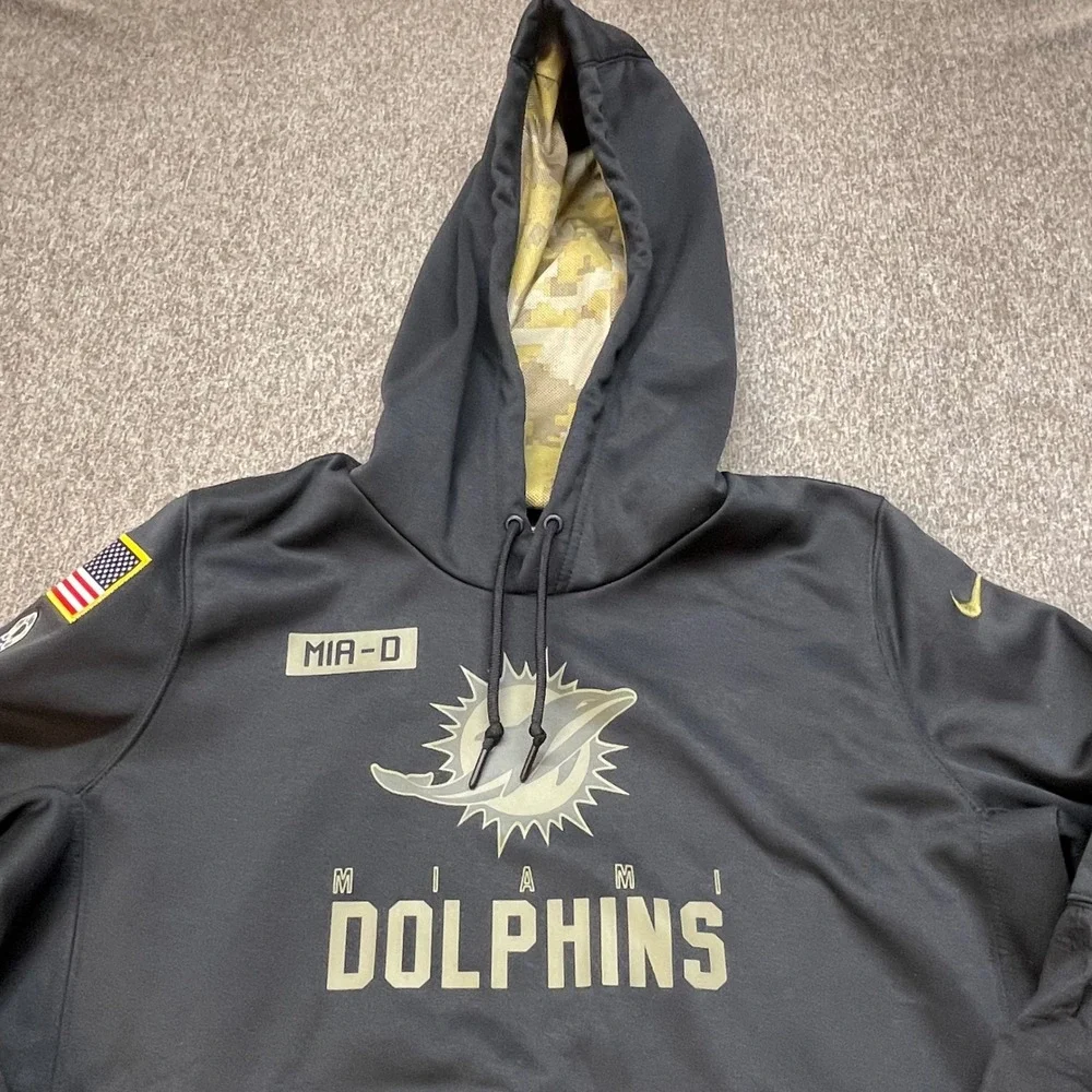 Nike Miami Dolphins Salute to Service Hoodie Black Mens XL NFL Dri-FIT Pullover